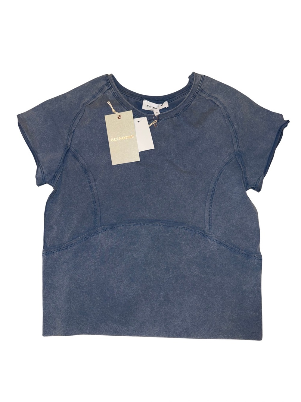 Ee:ssom Blue Short Sleeve Washed Top